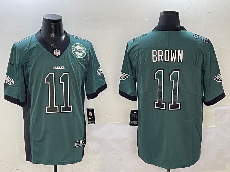 Men Philadelphia Eagles #11 Brown Green 2025 Nike Drift Fashion Color Rush Limited NFL Jersey style 3->philadelphia eagles->NFL Jersey